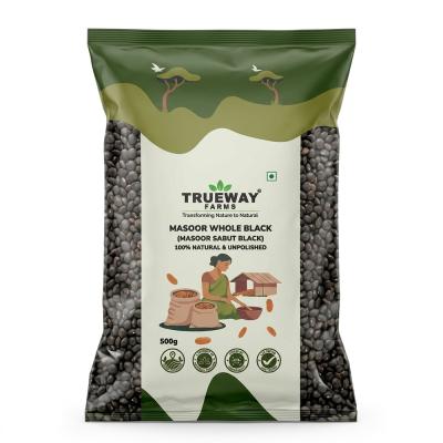 Trueway Farms Organic Unpolished Black Masoor Dal (whole) | 500 G | No Artificial Colours & Preservatives | Hygienically Packed