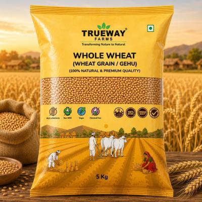 Trueway Organic Farms Whole Wheat Grain (gehu) 5 Kg | 100% Natural Premium Quality Wheat | Whole Wheat For Atta, Flour & Daily Cooking