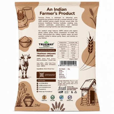 Trueway Organic Farms Black Wheat Flour (kala Gehu Atta) 1 Kg | Freshly Milled Wheat Flour With Bran | Premium Black Wheat Atta For Roti, Paratha & Daily Cooking