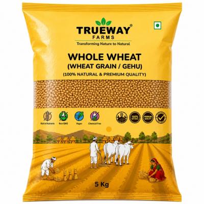 Trueway Organic Farms Whole Wheat Grain (gehu) 5 Kg | 100% Natural Premium Quality Wheat | Whole Wheat For Atta, Flour & Daily Cooking
