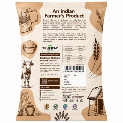 Trueway Farms Thick Wheat Flour (bafla Atta) 1 Kg | Freshly Milled With Bran | Traditional Grinding Process