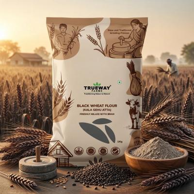 Trueway Farms Organic Black Wheat Flour (kala Gehu Atta) –5kg | Stone Grounded Flour | High Fiber, Low Gi, Low Gluten | Antioxidant Rich
