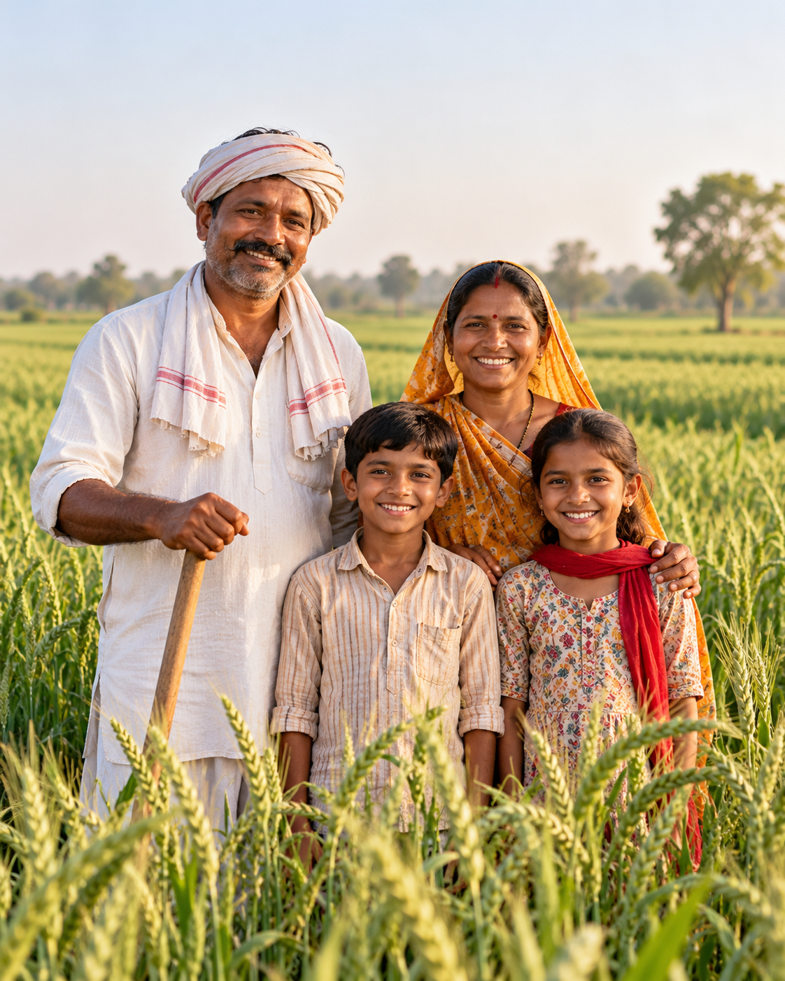 A Trueway partner farmer family in their field
